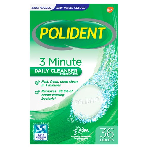 Polident Denture Cleas Express 3 Minute Tablets Fresh 36s
