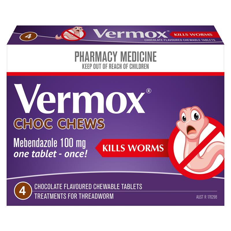 VERMOX Choc Chews Tabs 4s