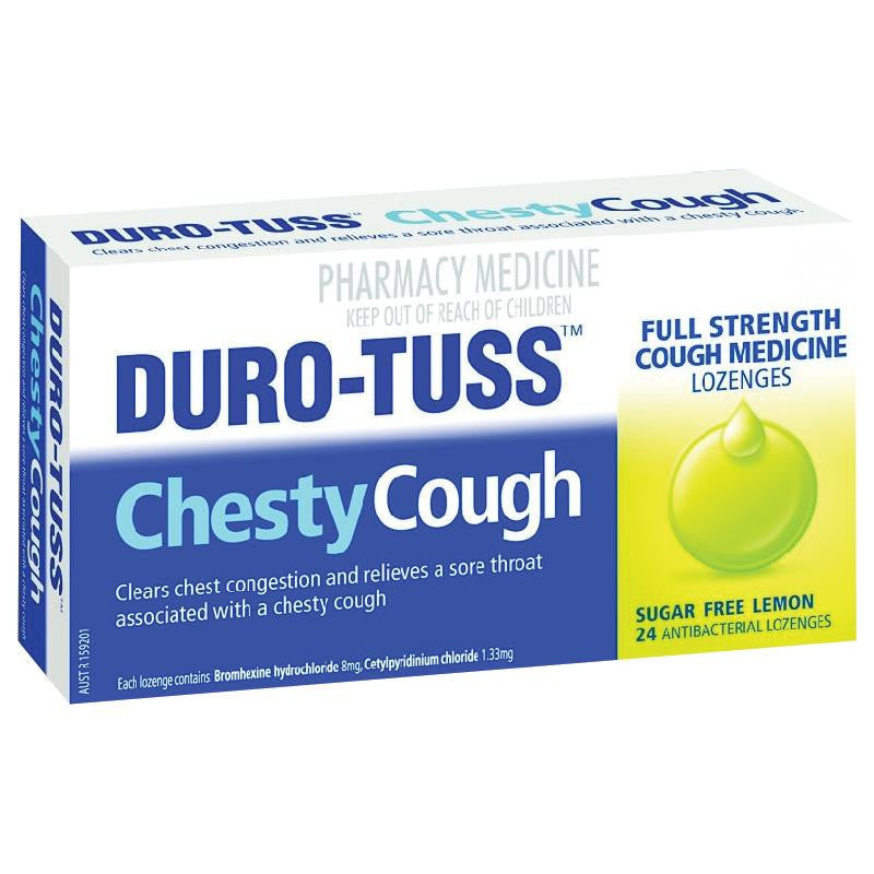 Duro Tuss Chesty Cough Sugar Free Lozenge 24 Lemon