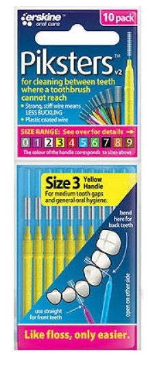 PIKSTERS Inter dental brush Yellow 1.0mm Taper10pk