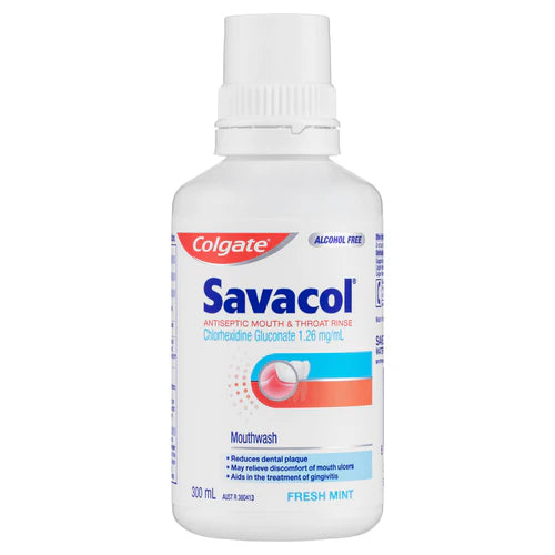 Colgate® Savacol® Antiseptic Mouth and Throat Rinse Mouthwash, 300mL, Mint