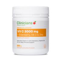 Clinicians Vit C 3,000mg + Elderberry, Vit D & Zinc 250g Powder