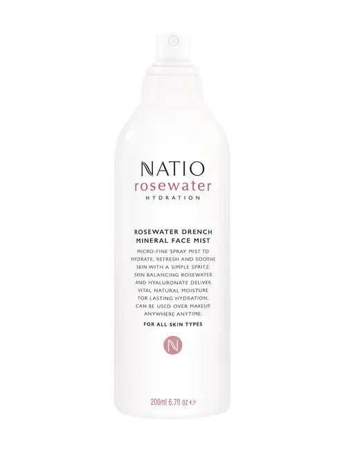 NATIO ROSEWATER HYDRATION DRENCH MINERAL FACE MIST