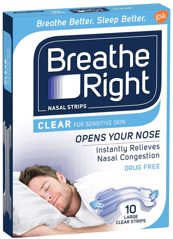 BREATHE RIGHT Nasal Strip Clr Lg 10s