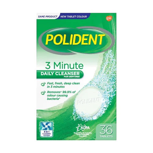 Polident 3 Minute Daily Denture Cleanser 36 Tablets