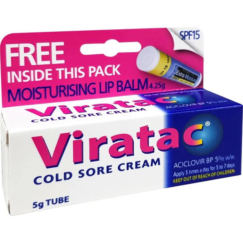 VIRATAC Cold Sore Crm 5% 5g +L/Balm