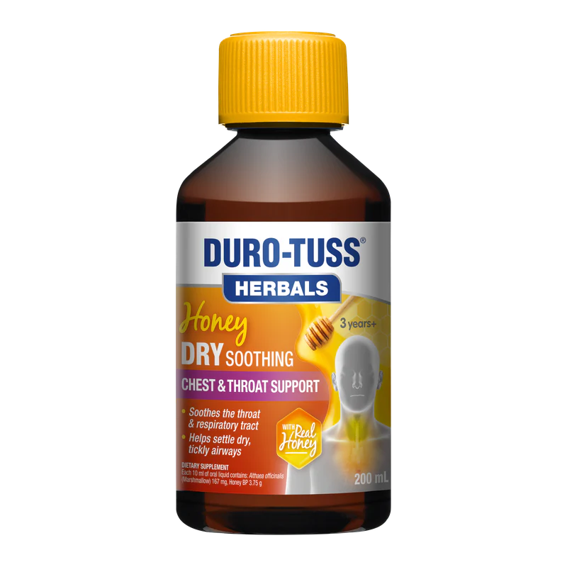 Duro-Tuss Herbals Honey Dry Soothing Chest & Throat Suppport Liquid 200ml