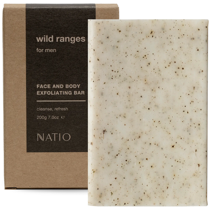 Natio for Men Wild Ranges Face & Body Exfoliating Bar 200g