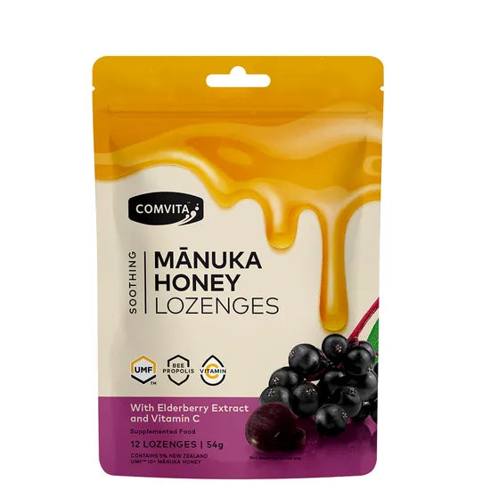 Comvita Manuka Honey Lozenges With Elderberry Extract 12 Lozenges