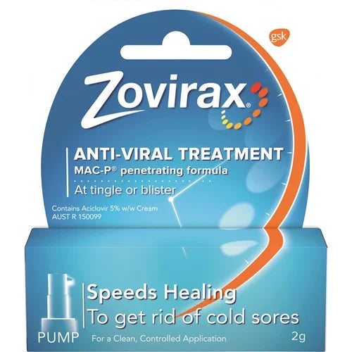 Zovirax Cold Sore Cream 2g Pump Pack
