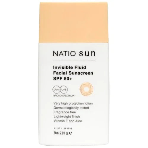 NATIO INVISIBLE FLUID FACIAL SUNSCREEN SPF 50+, 60ML