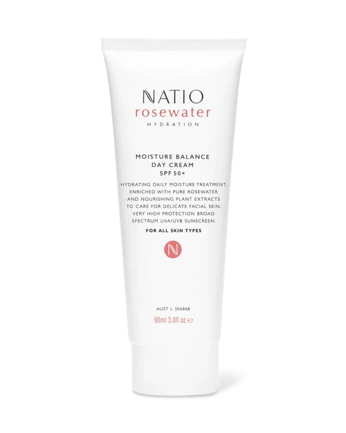 NATIO ROSEWATER HYDRATION MOISTURE BALANCE DAY CREAM SPF50+, 90