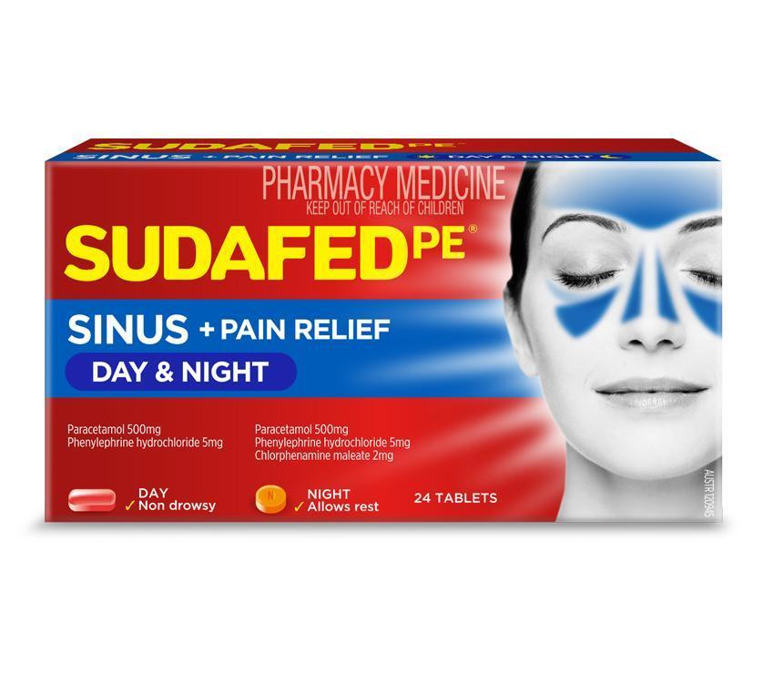 SUDAFED PE Sinus Day and Night Relief. 24 tablets