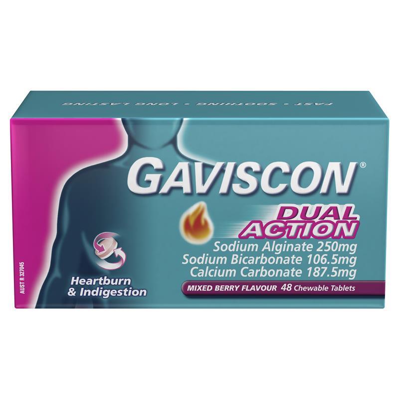 Gaviscon Dual Action Mixed Berry 48 Tablets
