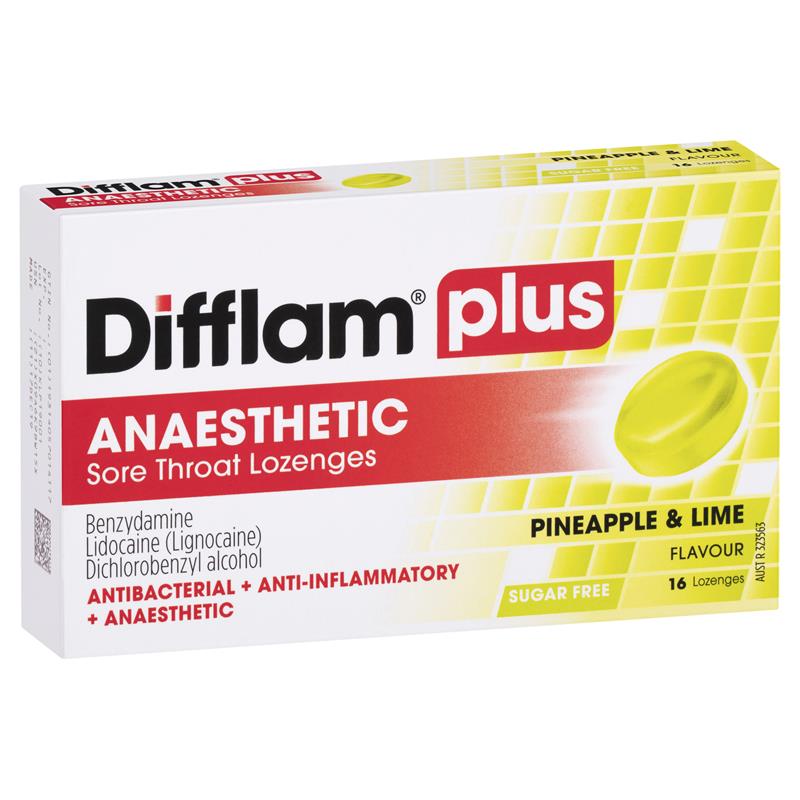 Difflam Plus Pineapple & Lime 16 lozenges