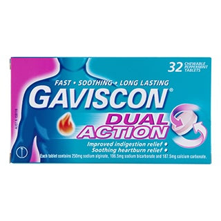 Gaviscon Dual Action Tablets 32 Chewable Tablets