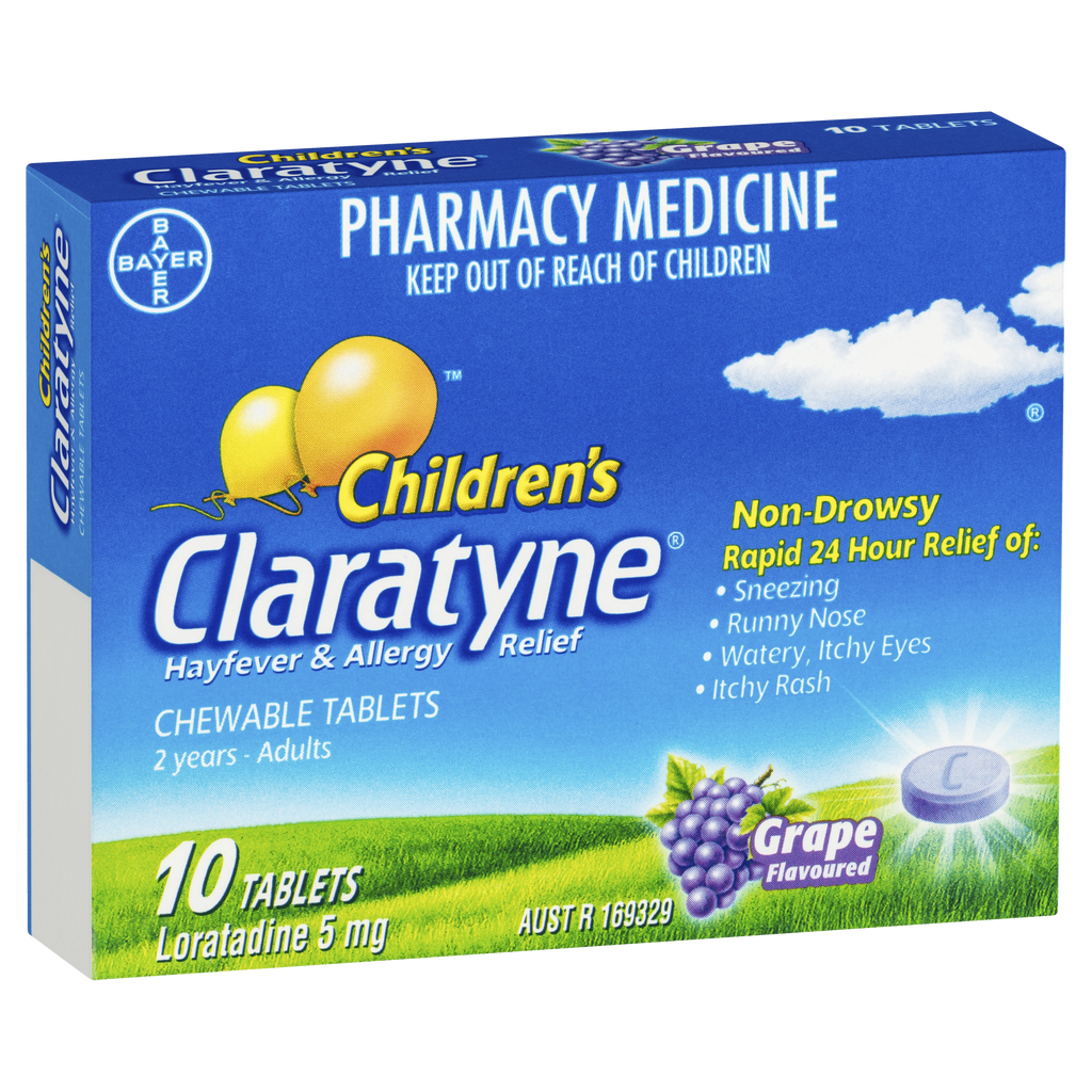 Claratyne Child Chew Grape 10 Tablets