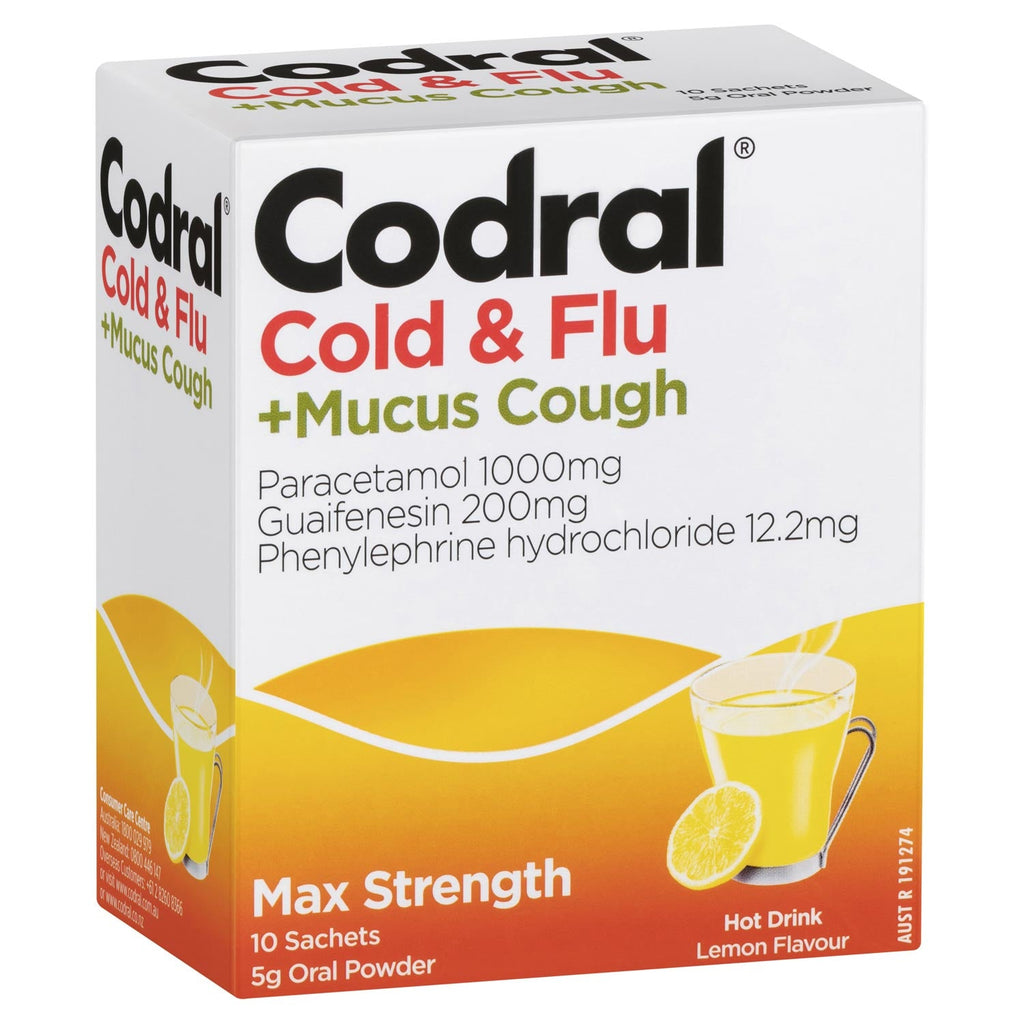 Codral Cold/Flu  and Mucus Cough Hot Drink 10 Sachets
