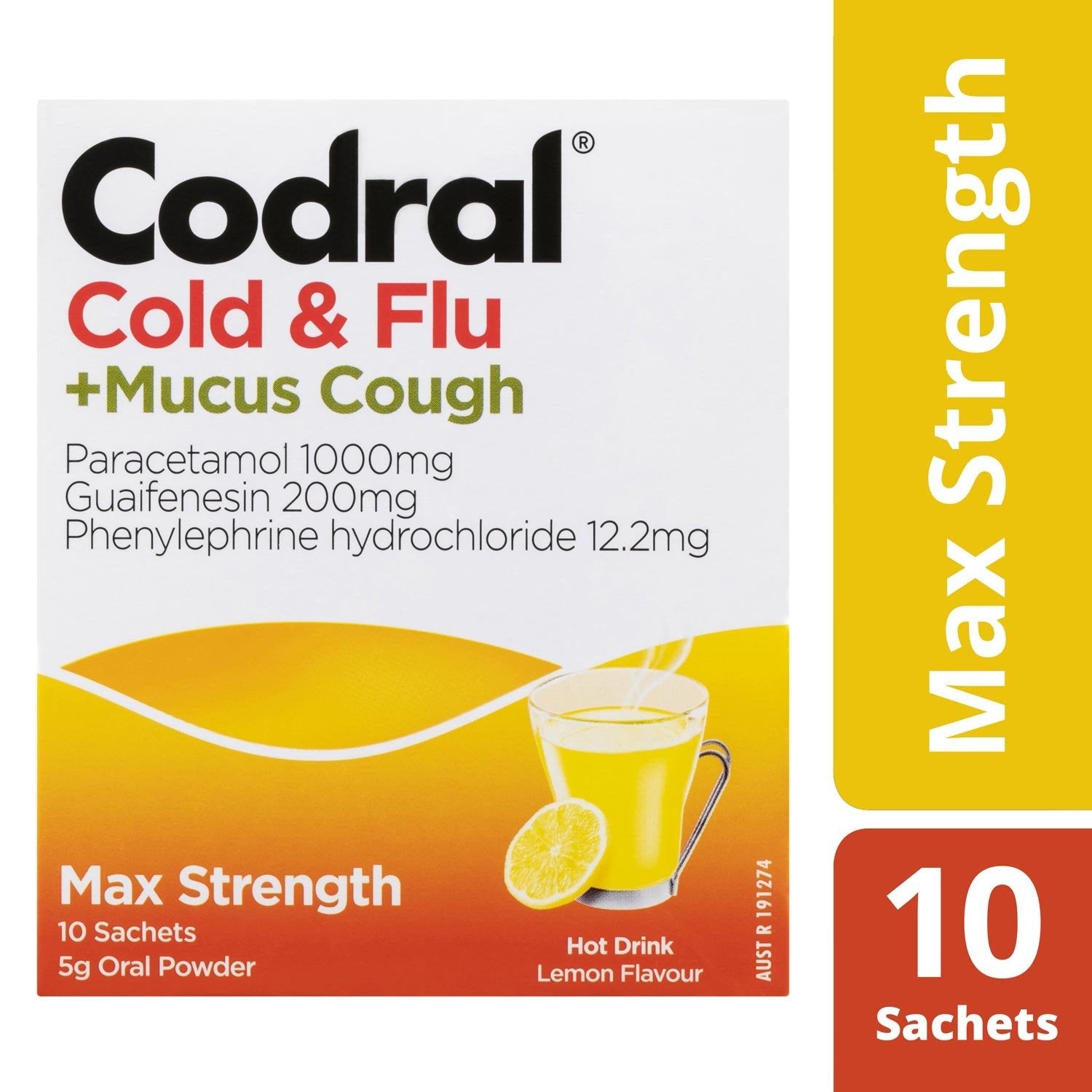 Codral Cold Flu Codral Cold/Flu and Mucus Cough Hot Drink 10 Sachets – Unichem ...