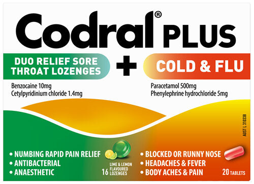 CODRAL Plus Duo Cold&Flu 16 Lozenges & 20 Tablets