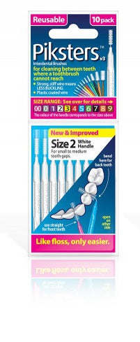 PIKSTERS Inter Dental Brush White 0.8mm Str. 10pk